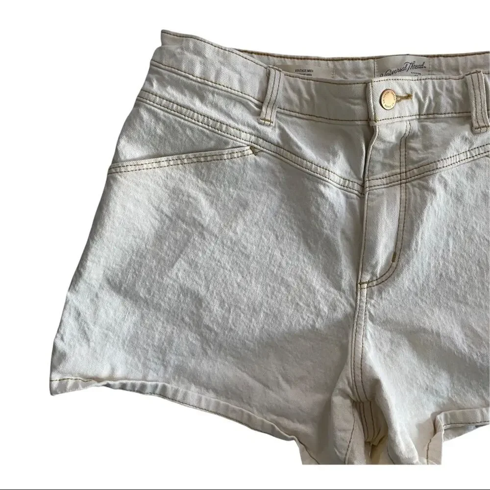 Universal Thread Cream Vintage Midi Denim Shorts Size 14